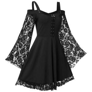 1031 Gothic Punk Steampunk Victorian Off Shoulder Corset Dress - Plus Size